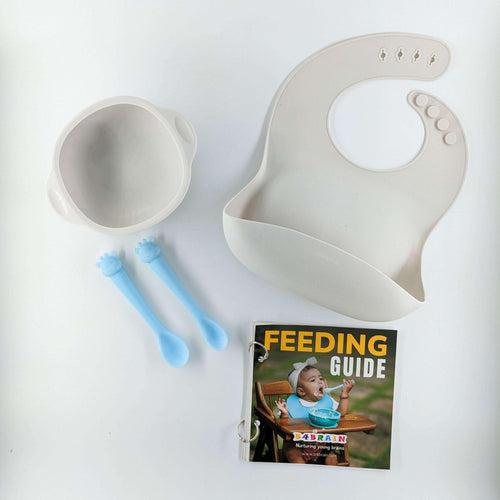 6 Month + Feeding Set Silicone Bowl  And Giraffe Silicon Spoon With A Silicon Bib | Silicone Feeding Set