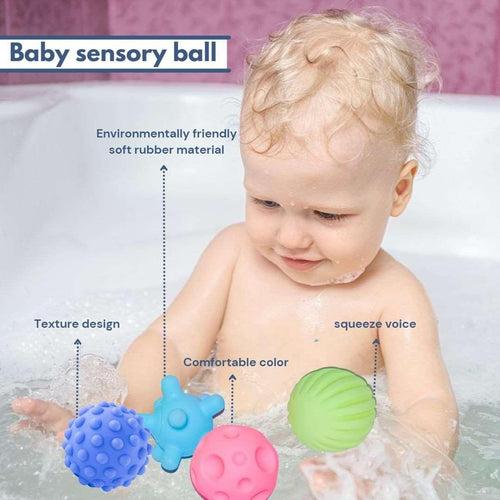 Sensory Balls Pack Of 6 | Colourful squeaky ball | Soft Plastic ball | Toys For Kids