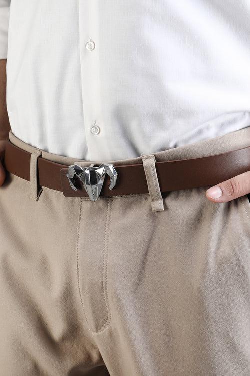 Italian Leather Ram Buckle Reversible Belt – Black And Brown