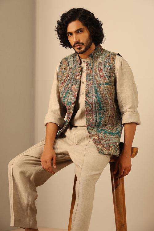 Shaan Fine Wool Silk Waist Coat