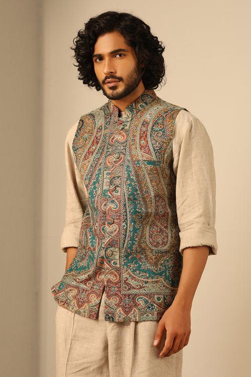 Shaan Fine Wool Silk Waist Coat