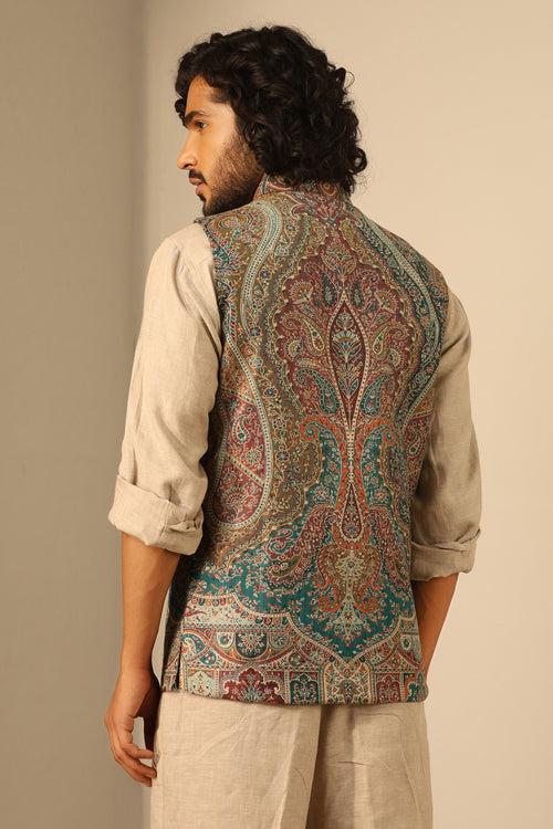 Shaan Fine Wool Silk Waist Coat