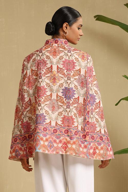 Zeda Fine Wool Kalamkari Silk Cape