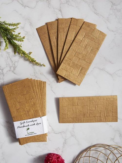 Golden Weave Handmade Paper Gift Envelopes (Set of 12)