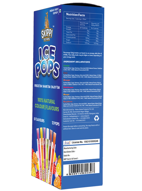 Magic Pin Exclusive All Flavor Box of Skippi Natural Ice Pops, Pack of 12 Ice Pops