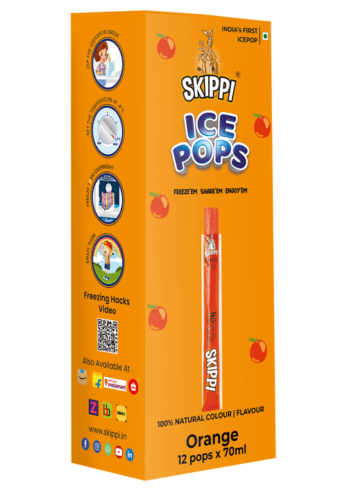 Skippi Orange Flavor Ice Pop, Case of 10 units