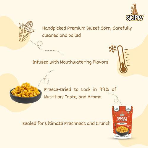 Lemon & Mint Skippi (2 Packs) Crispy Crazy Corn Kernels, Freeze Dried Sweet Corn in Pack of 2