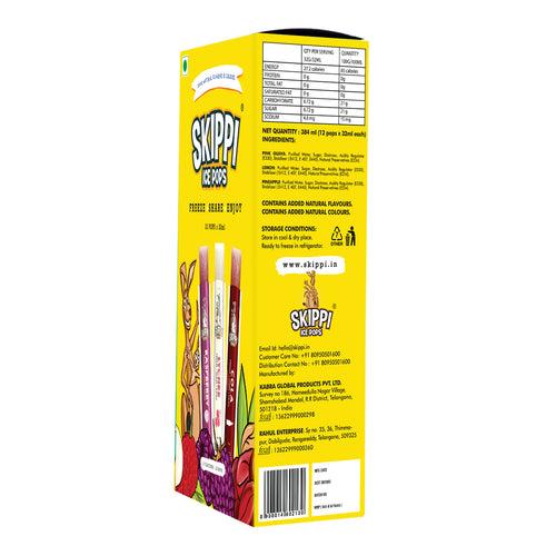 Paytm Exclusive Yellow Small pack of Cola, Lychee, Raspberry Flavor  12 Skippi Natural Ice Pops of 32 ml 4 sets of 3 flavors