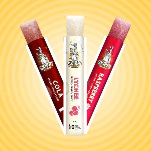 Paytm Exclusive Yellow Small pack of Cola, Lychee, Raspberry Flavor  12 Skippi Natural Ice Pops of 32 ml 4 sets of 3 flavors