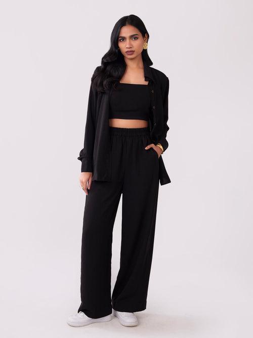 Solid Black Co-ord Set (Set of 3)