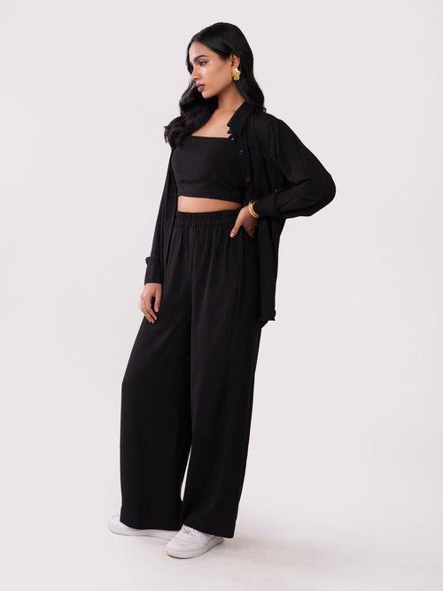 Solid Black Co-ord Set (Set of 3)