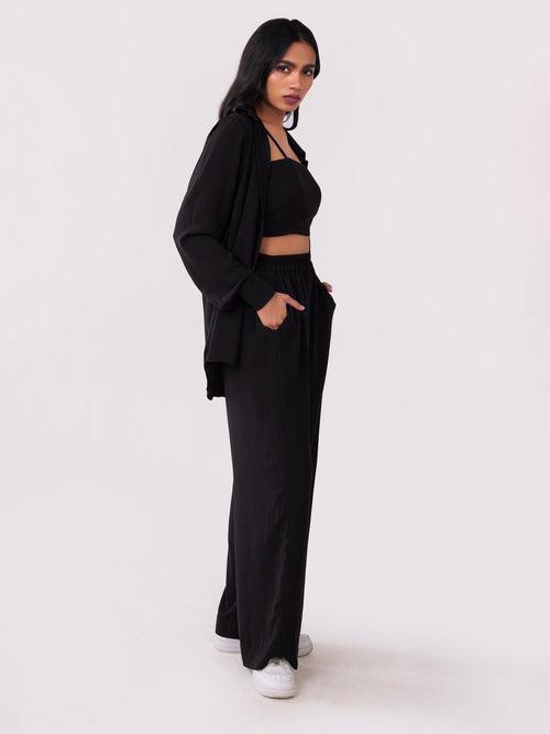 Solid Black Co-ord Set (Set of 3)