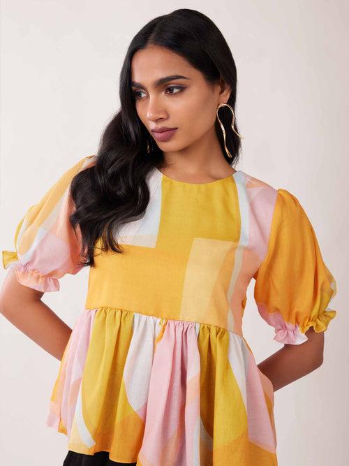 Sunshine Abstract printed Peplum Top