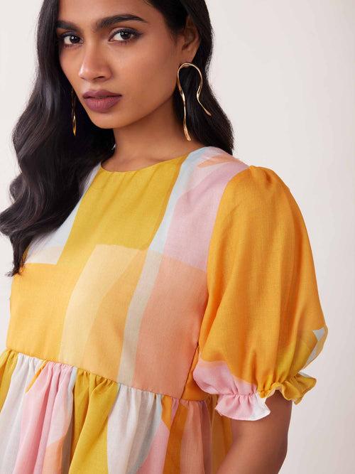 Sunshine Abstract printed Peplum Top