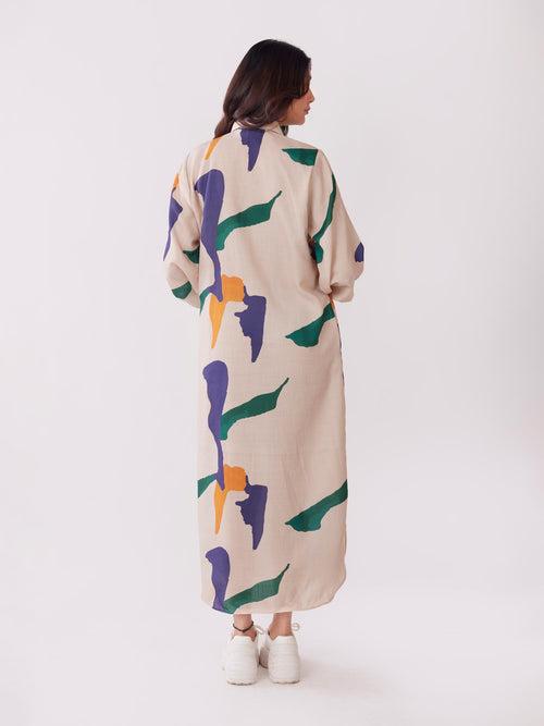 Tidal Printed Long Shirt Dress