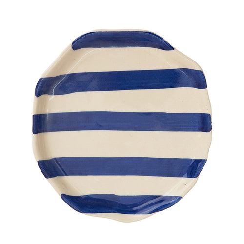 Blue Stripe Ceramic Plates Set of 2