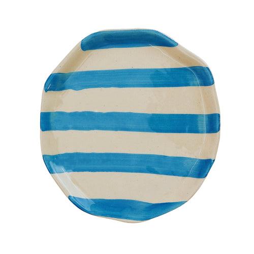 Sky Blue Stripe Ceramic Plates Set of 2