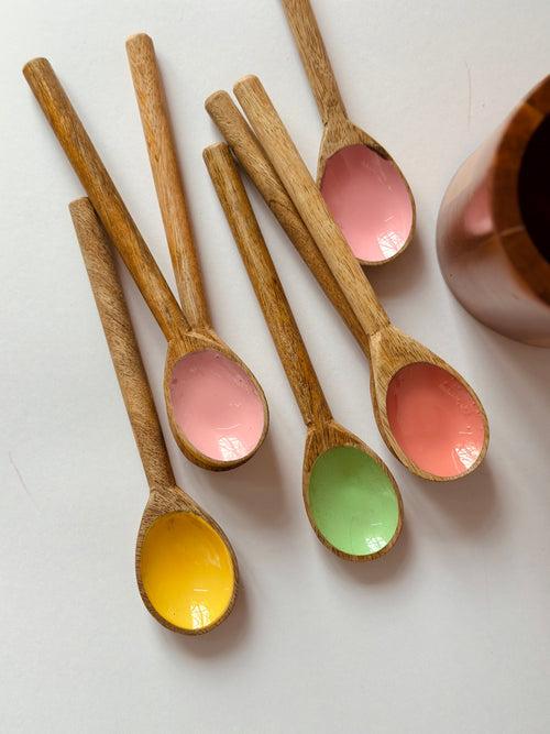 Candy Multicoloured Enamel Wooden Spoons Set of 10