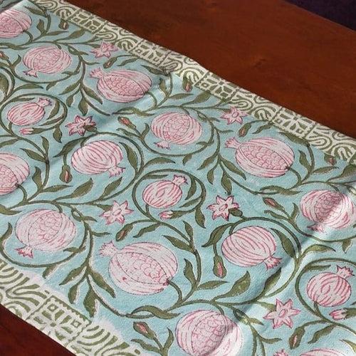 Pomegranate Hand Block Printed Table Runner -