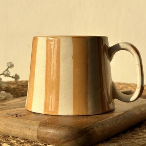 Sandy Brown Stripe Coffee Cup - 220ml