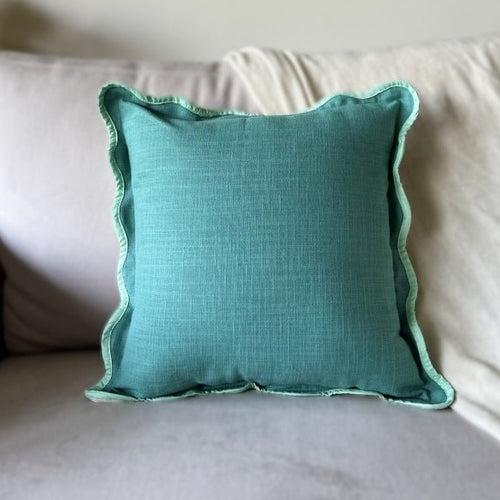 Teal Green Scallop Cushion Cover