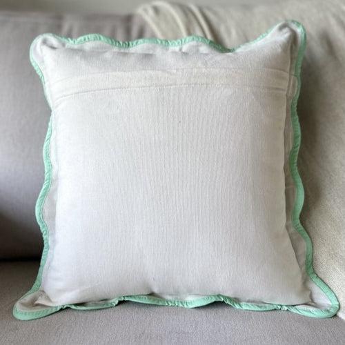 Teal Green Scallop Cushion Cover