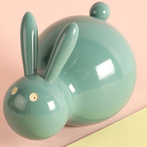 Teal Green Wooden Rabbit Toy Cum Decor Piece