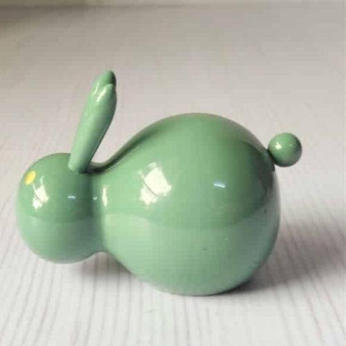 Teal Green Wooden Rabbit Toy Cum Decor Piece