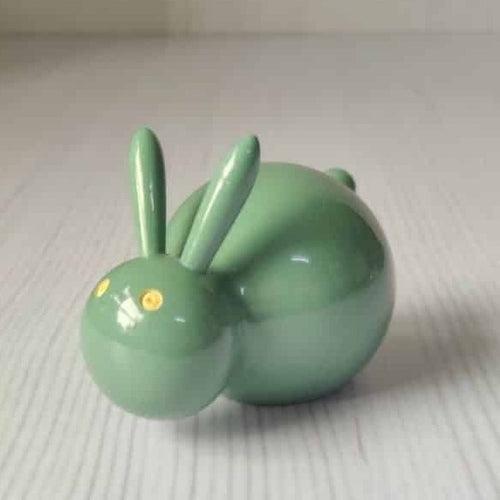 Teal Green Wooden Rabbit Toy Cum Decor Piece