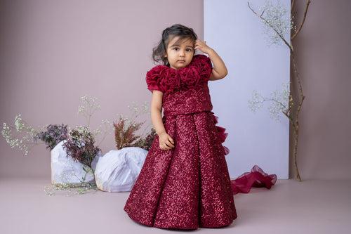 Pre-Order: Sequin Lehenga Set in Maroon