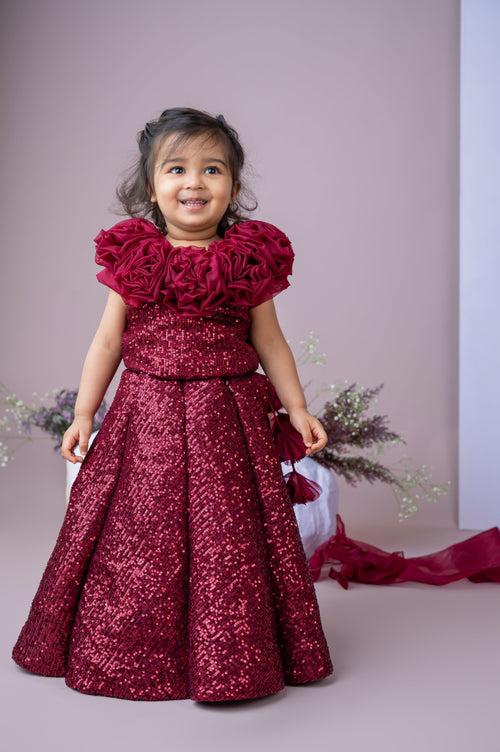 Pre-Order: Sequin Lehenga Set in Maroon