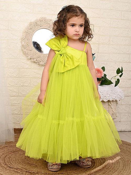 Pre Order: Neon Green Big Bow Dres