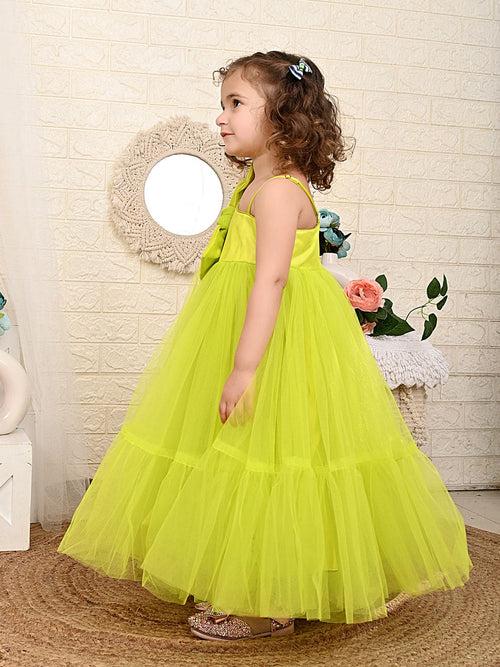 Pre Order: Neon Green Big Bow Dres