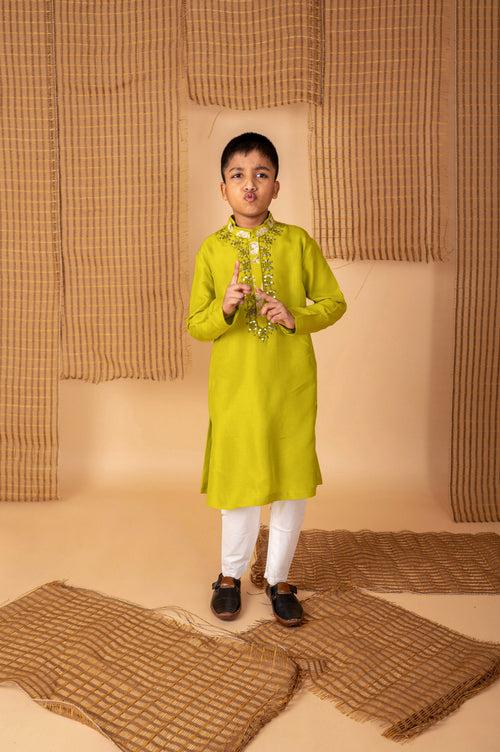 Pre-Order: Green Mirror Kurta Churidaar