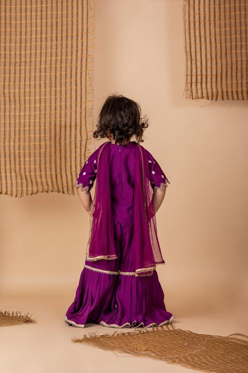 Pre-Order: Purple Sharara with hand done Pearl and Sequins Embroidery