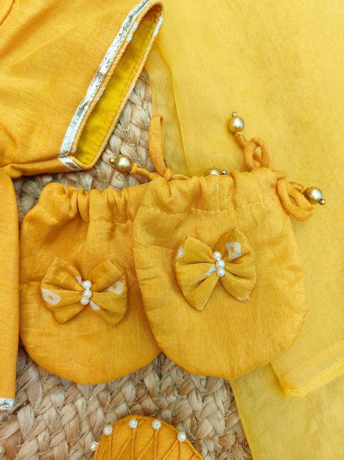 Pre-Order: Fun Embroidered Yellow Bndhej Jaamna