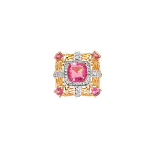 Golden Pink Sapphire Party Ring