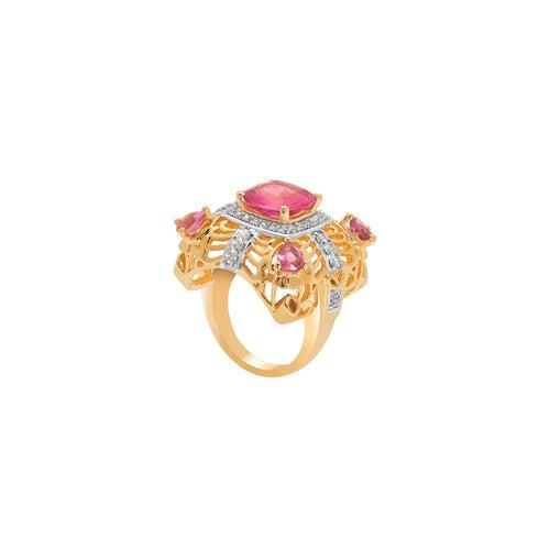 Golden Pink Sapphire Party Ring