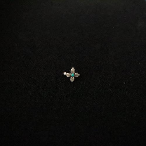 Turquoise Flower NosePin (wire or Clip-on)