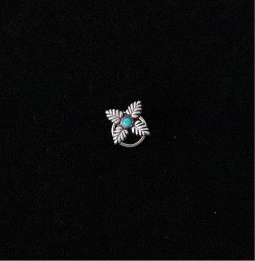 Turquoise Flower NosePin (wire or Clip-on)
