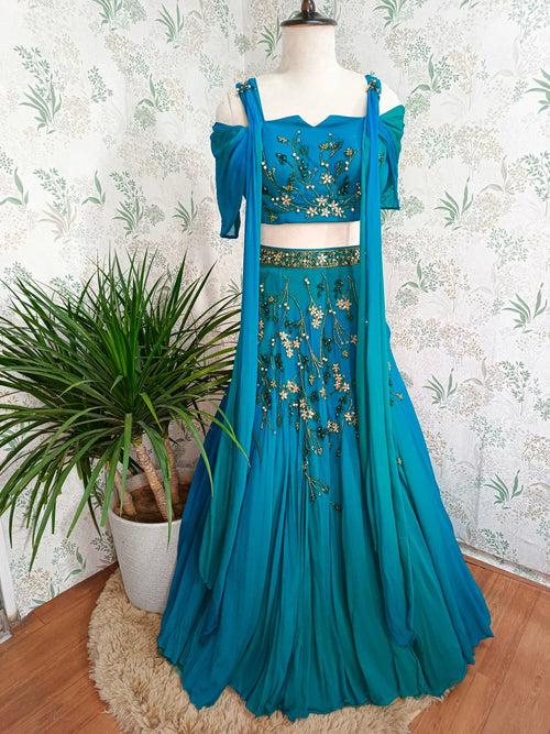 Cerulean heavy embroidered lehenga