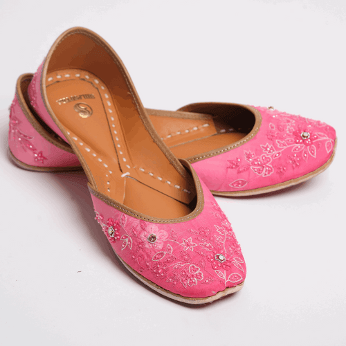 Pink Flower Delight Jutti - Elegance in Every Step