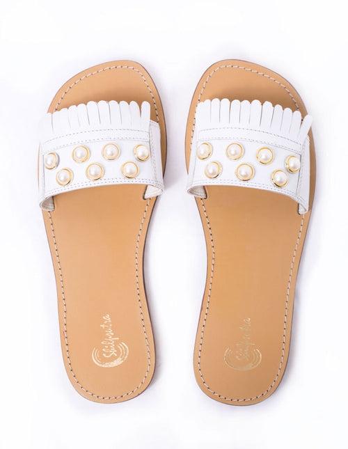 Akoya White Sliders for Women - Elegant White Pearls Embellished