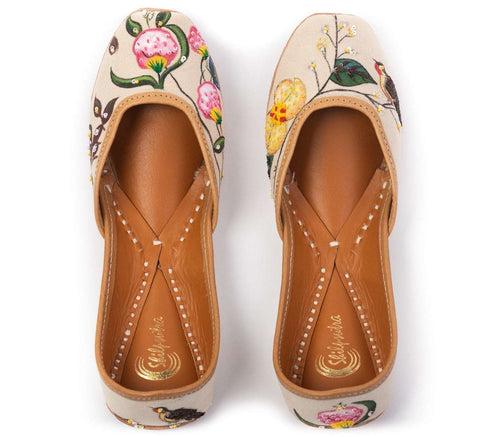 Blooming Garden Beige Jutti - Hand-Painted Marvel