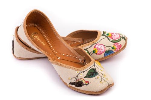 Blooming Garden Beige Jutti - Hand-Painted Marvel