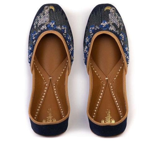 Denim Color Embroidered Punjabi Ladies Jutti - Blue Denims