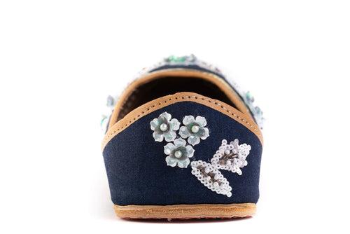 Denim Flowers Jutti - Floral Embroidered Denim Blue Jutti