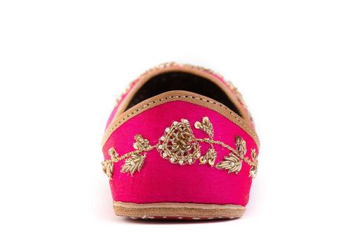 Fuchsia Brocade Hand-Embroidered Jutti