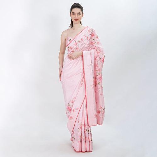 Pink butterfly saree