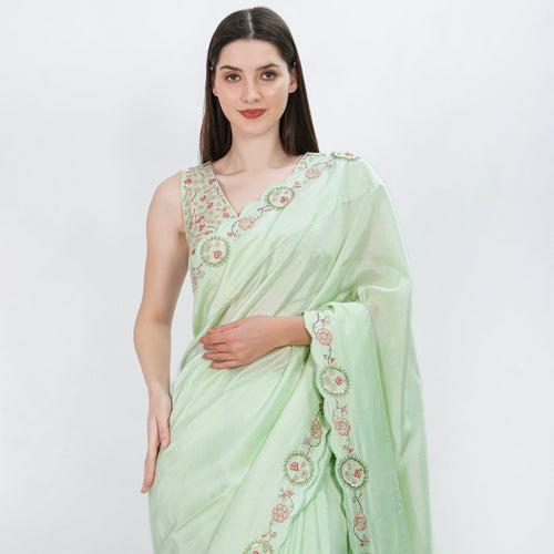 The green star gladiolus saree